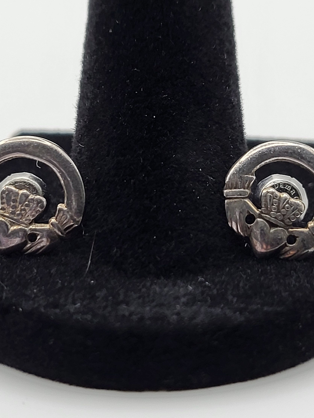 Sterling Silver Claddagh Stud Earrings - Silver